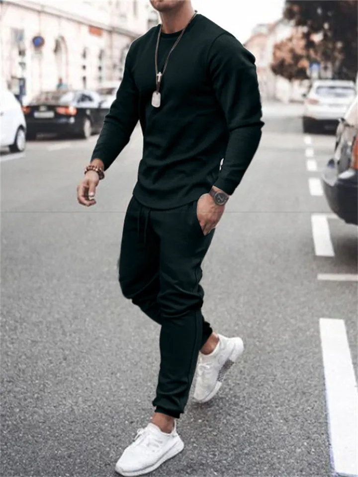 Men's High Street Casual Long Sleeve 2 Pieces Tracksuit