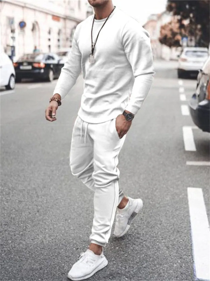 Men's High Street Casual Long Sleeve 2 Pieces Tracksuit