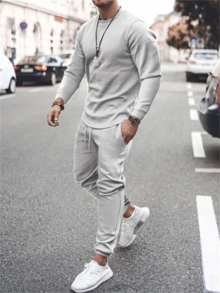 Men's High Street Casual Long Sleeve 2 Pieces Tracksuit