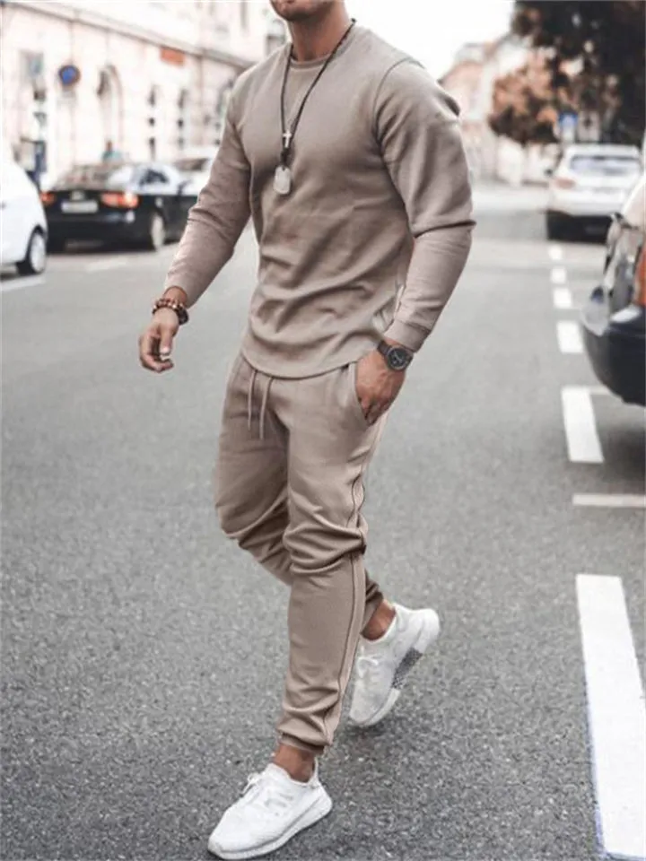 Men's High Street Casual Long Sleeve 2 Pieces Tracksuit