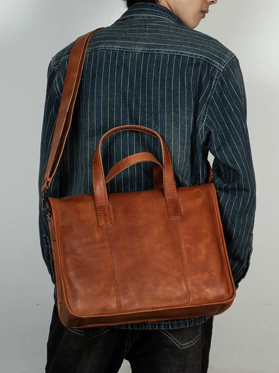 Men's leather handbag business leisure computer bag