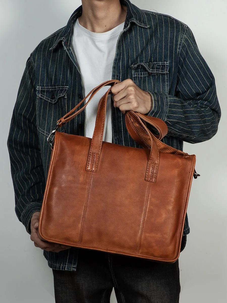 Men's leather handbag business leisure computer bag