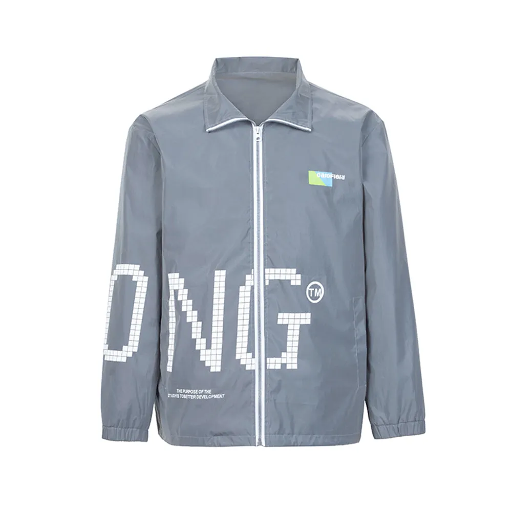 Men's long sleeve zipper up casual jacket GreyCF10021