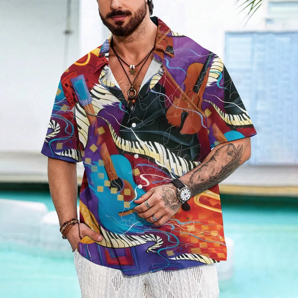 Men's Music Art Casual Short Sleeve Shirt 2312000502
