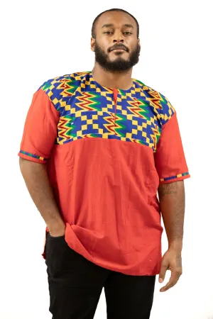 Men's Orange Free Flowing with Top Pattern Formal-Casual African Dress Shirt | Geri's Bluffing Boutique