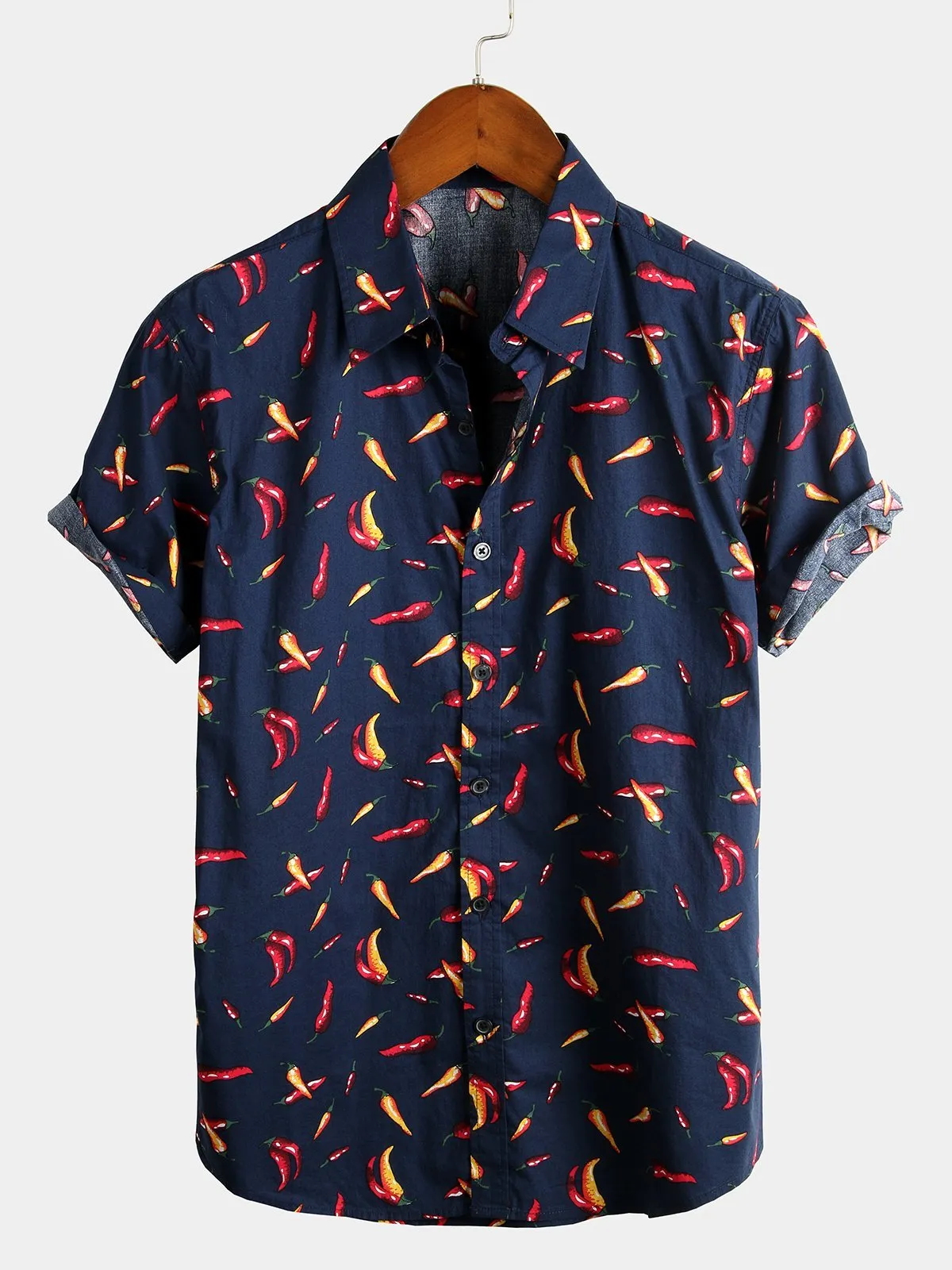 Men's Pepper Print Cotton Tropical Hawaiian Shirt