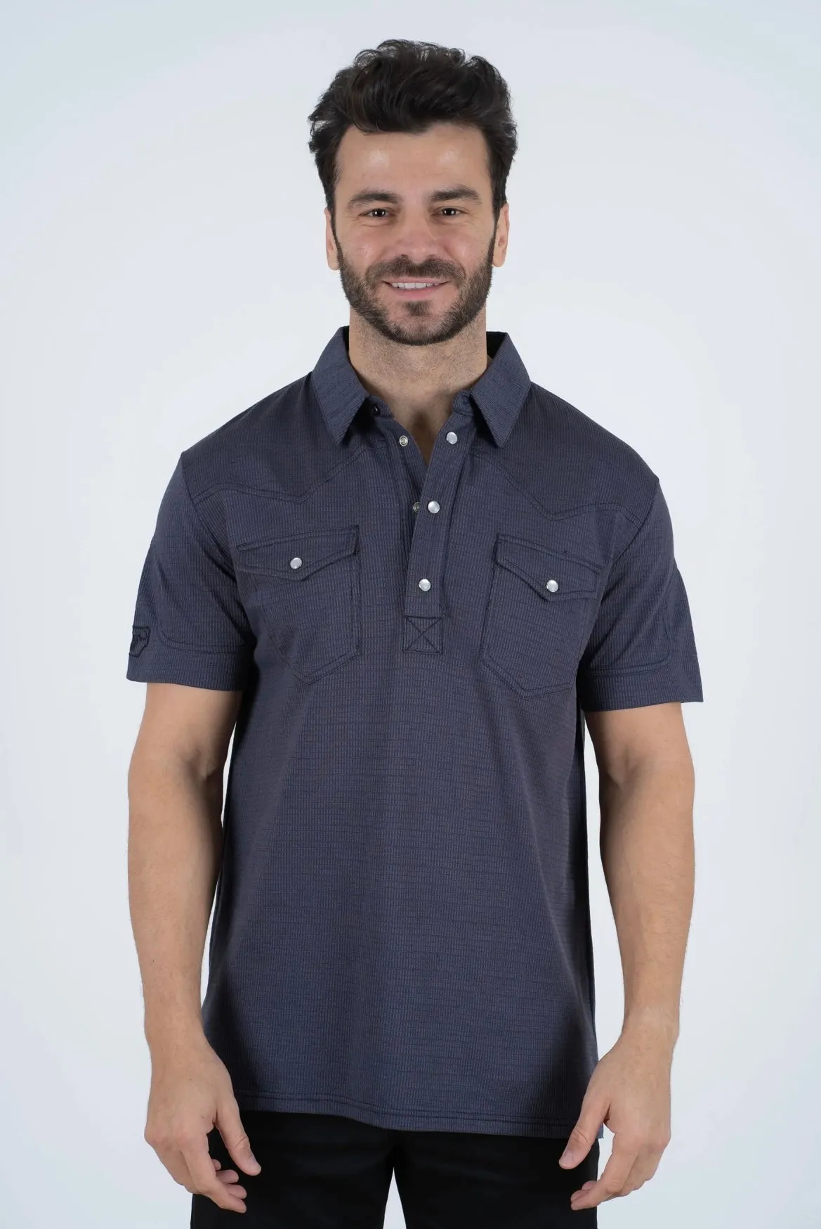 Men's Platini Pearl Snap Button Western Polo