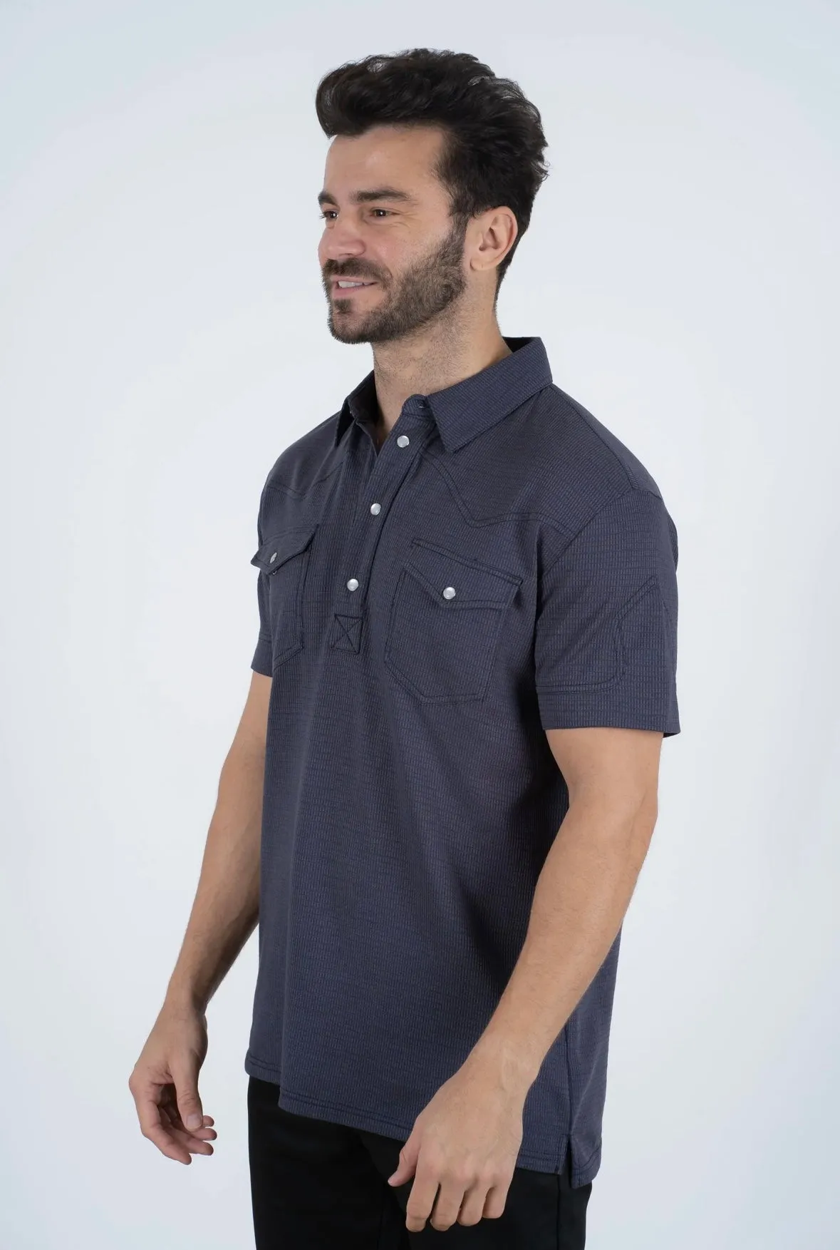 Men's Platini Pearl Snap Button Western Polo