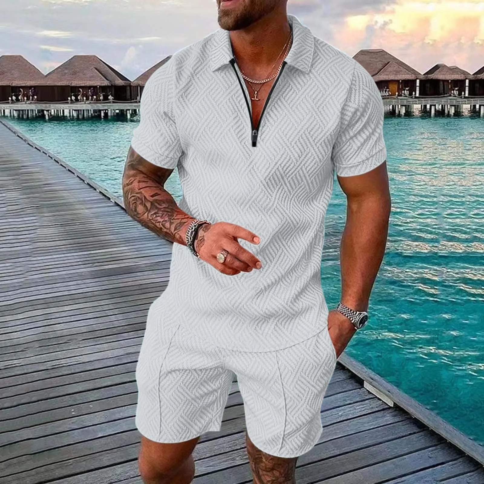 Men's Polo Suit Fashion Men Sets