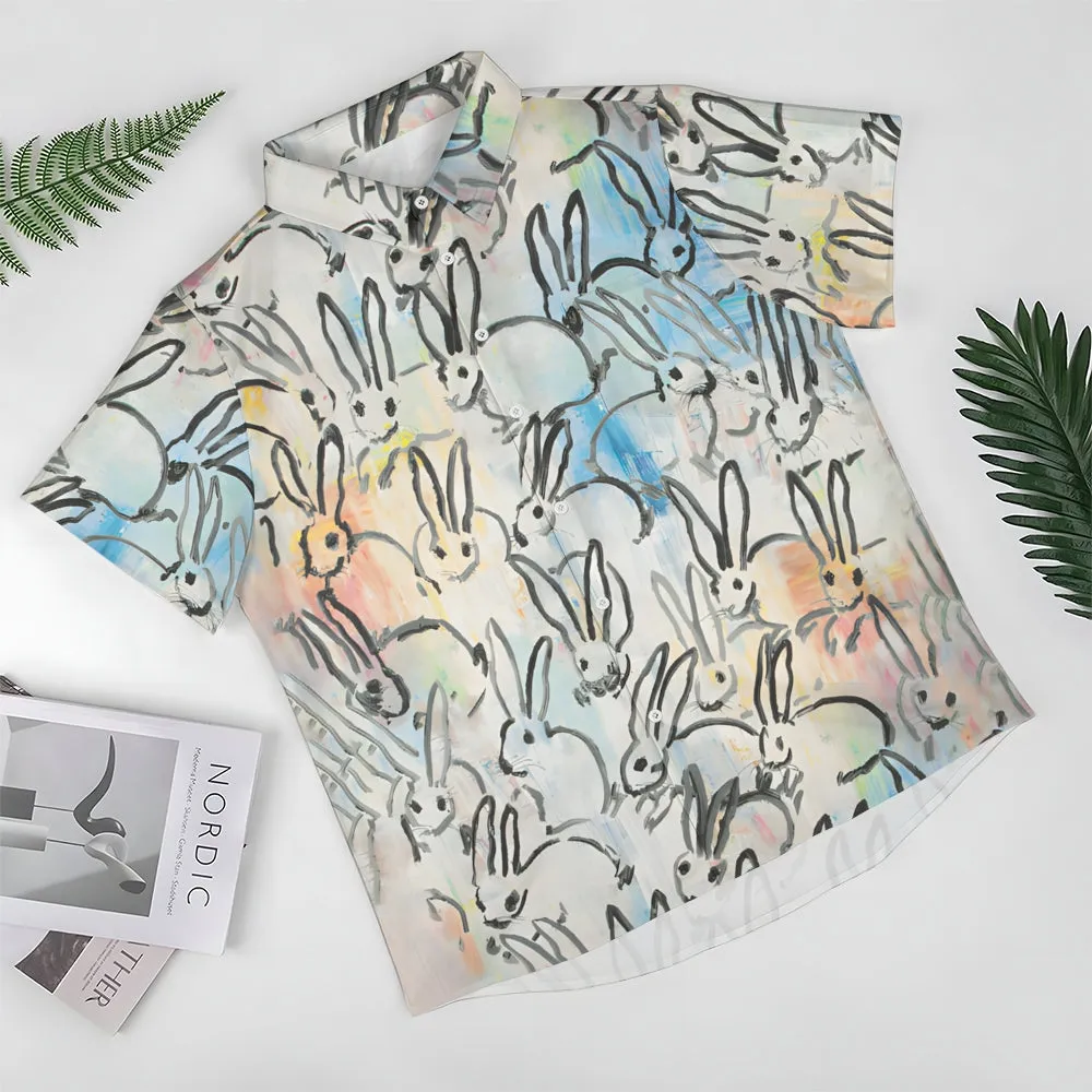 Men's Rabbit Art Casual Short Sleeve Shirt 2401000099