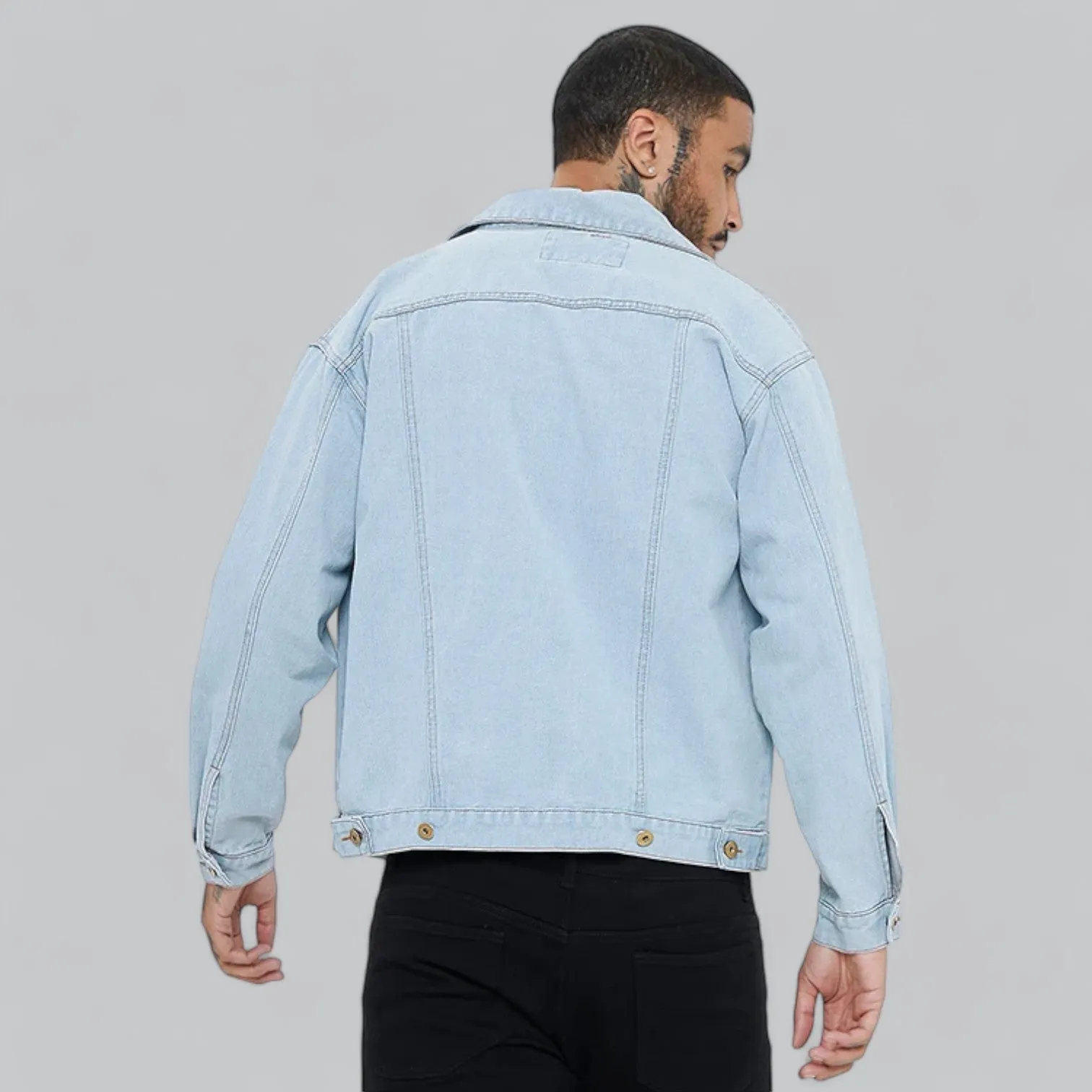Men's Relaxed Fit Denim Jacket | Classic Plain Design, Durable Fabric & Versatile Outerwear