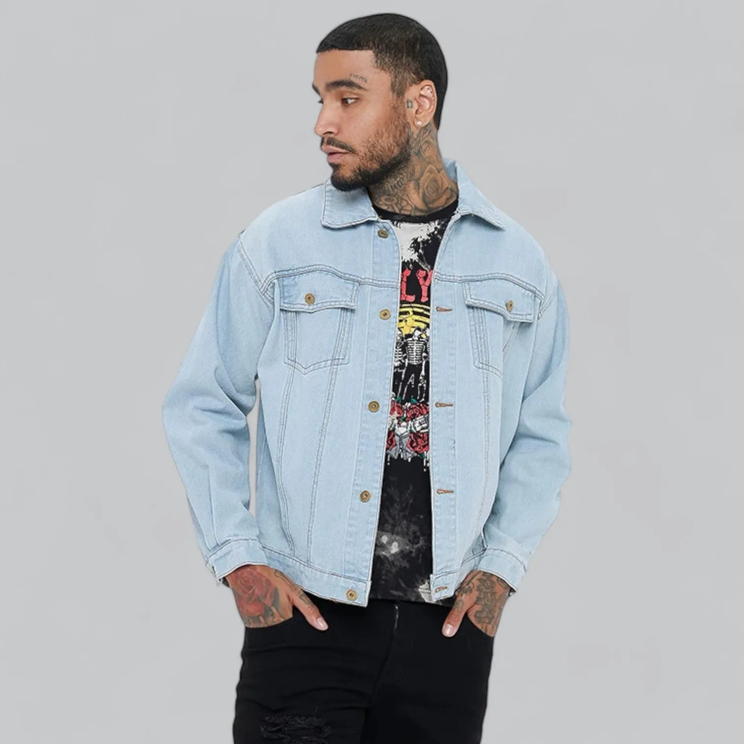 Men's Relaxed Fit Denim Jacket | Classic Plain Design, Durable Fabric & Versatile Outerwear