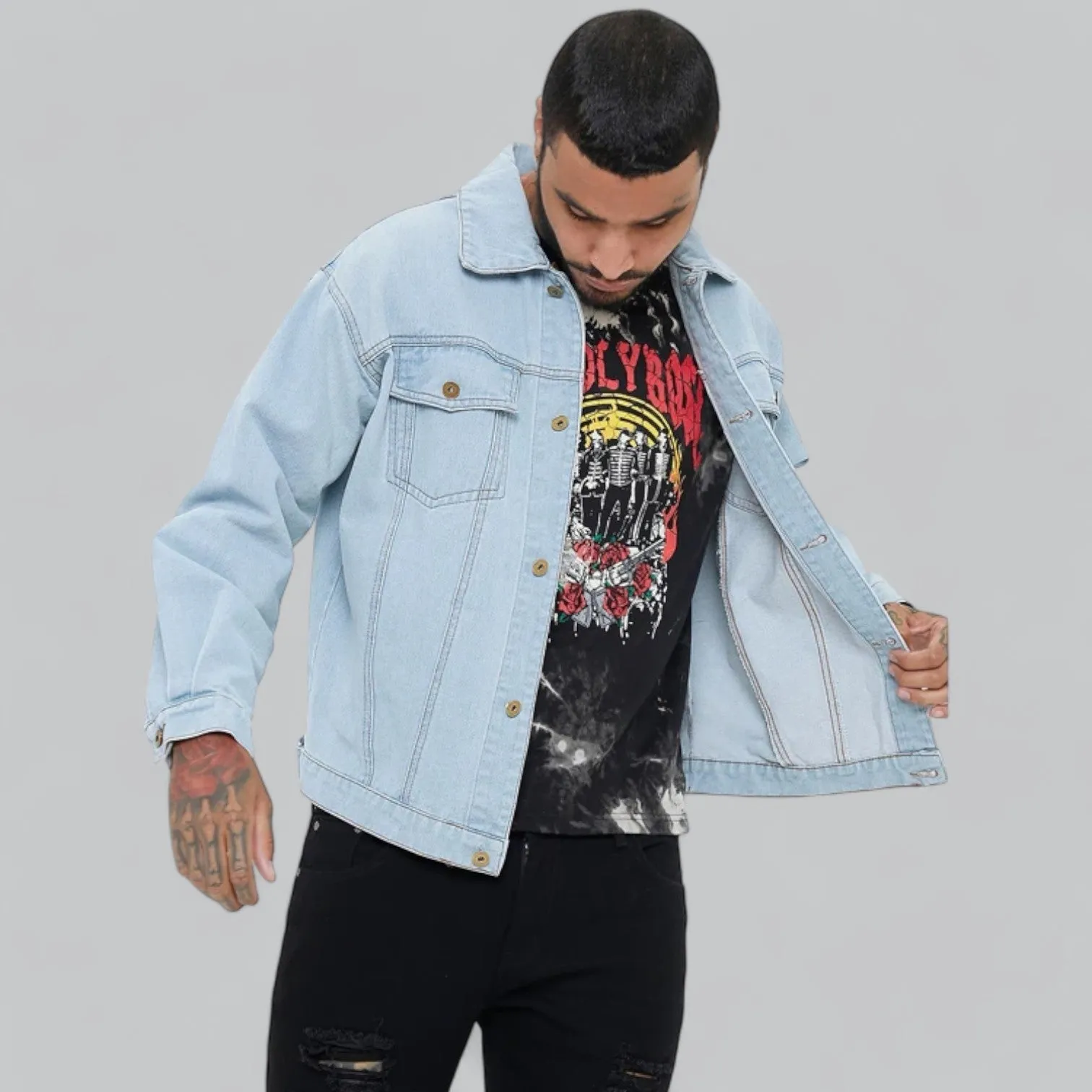 Men's Relaxed Fit Denim Jacket | Classic Plain Design, Durable Fabric & Versatile Outerwear