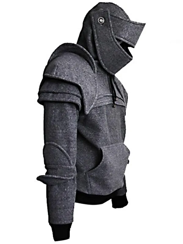 Men's Retro Drawstring Knight Solid Color Sweater