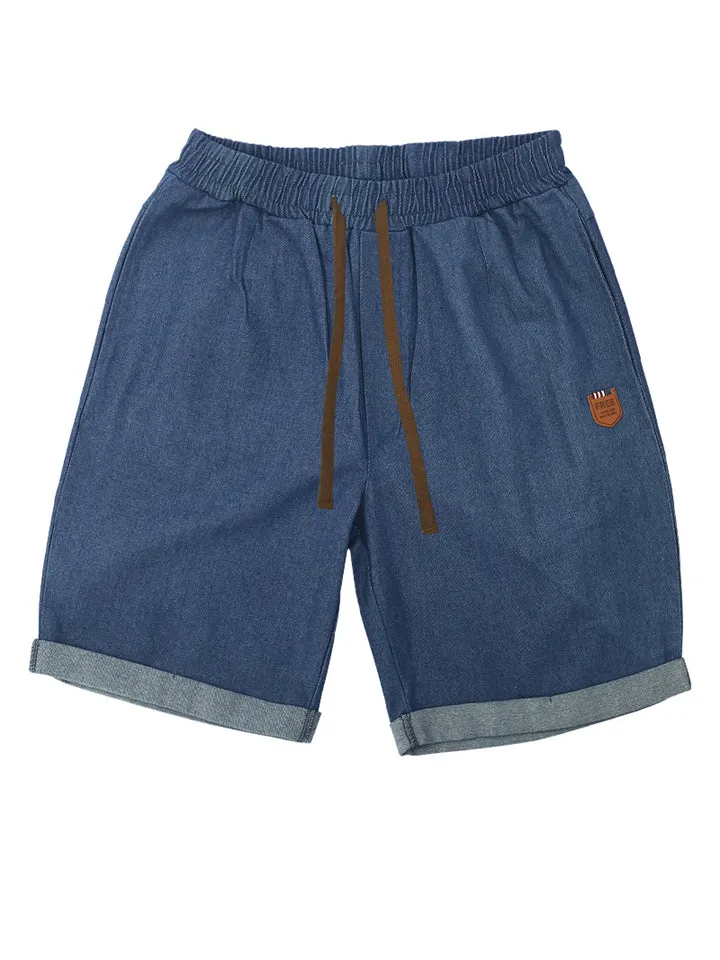 Men's Retro Elastic Waist Lace Up Casual Shorts