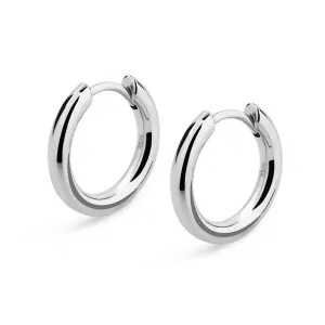 Men's Silver Hoop Earrings in White Gold - 15mm