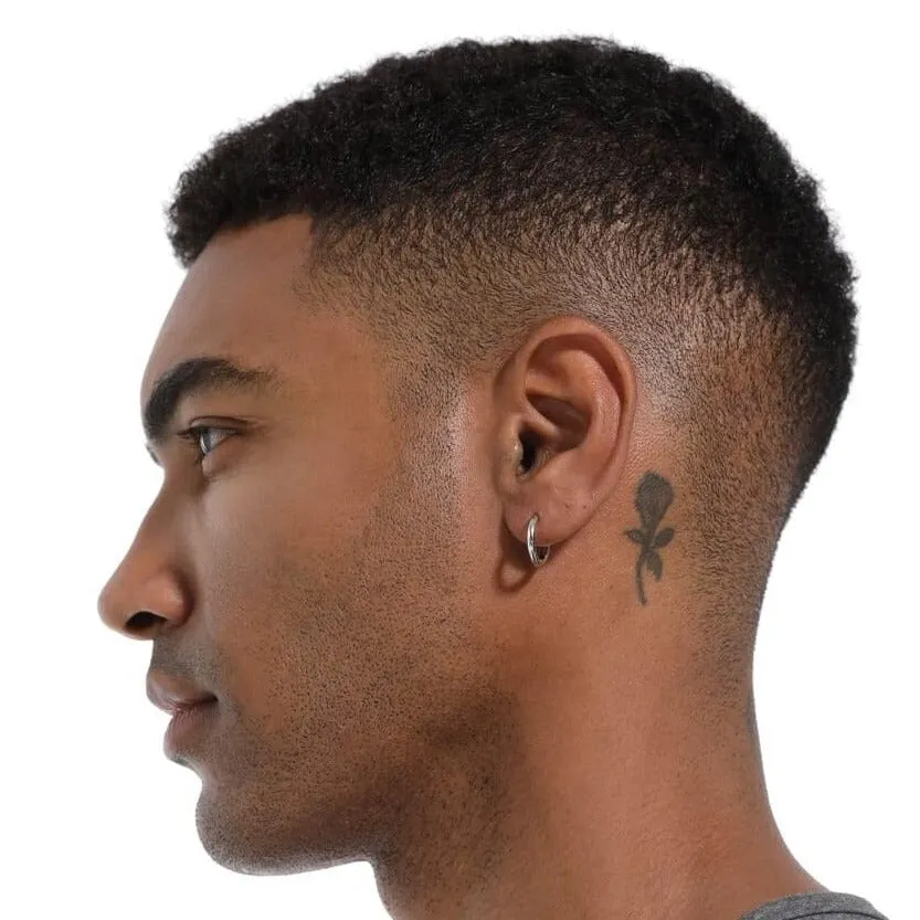 Men's Silver Hoop Earrings in White Gold - 15mm