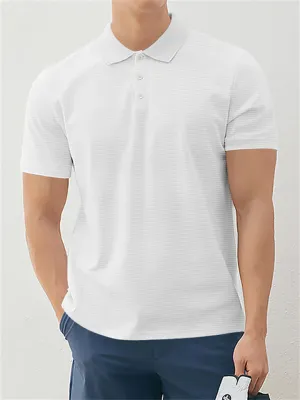Men's Simple Solid Color Short Sleeve Polo Shirt
