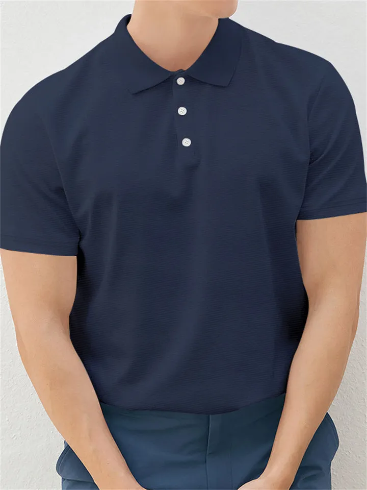 Men's Simple Solid Color Short Sleeve Polo Shirt