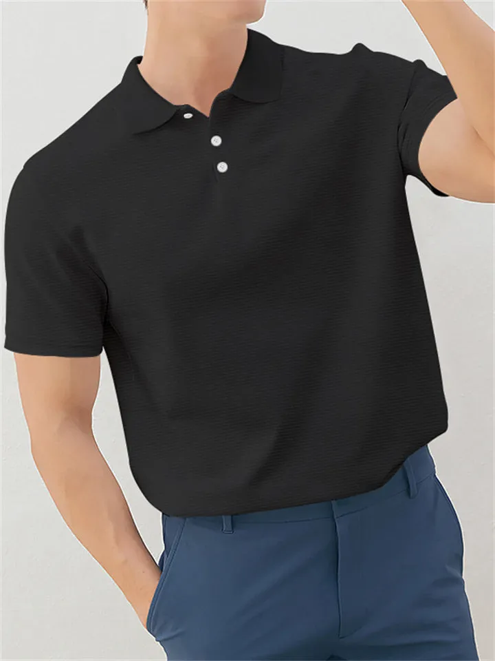 Men's Simple Solid Color Short Sleeve Polo Shirt