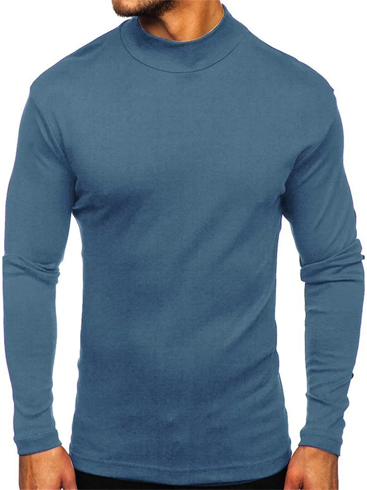 Men's Simple Style Half High Collar Long Sleeve Bottoming Shirt