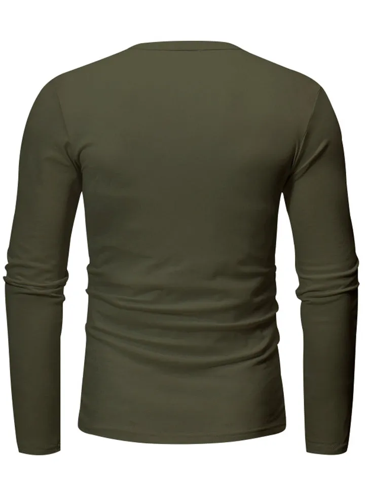 Men's Stretchy Slim Fit Casual Long Sleeve Henley Shirt