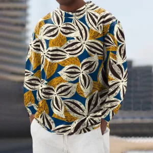 Men's Trefoil Print Casual Crew Neck Sweatshirt