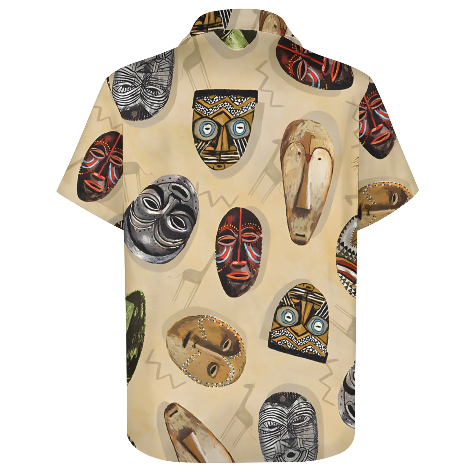 Men's Tribal Mask Casual Short Sleeve Shirt 2403000917