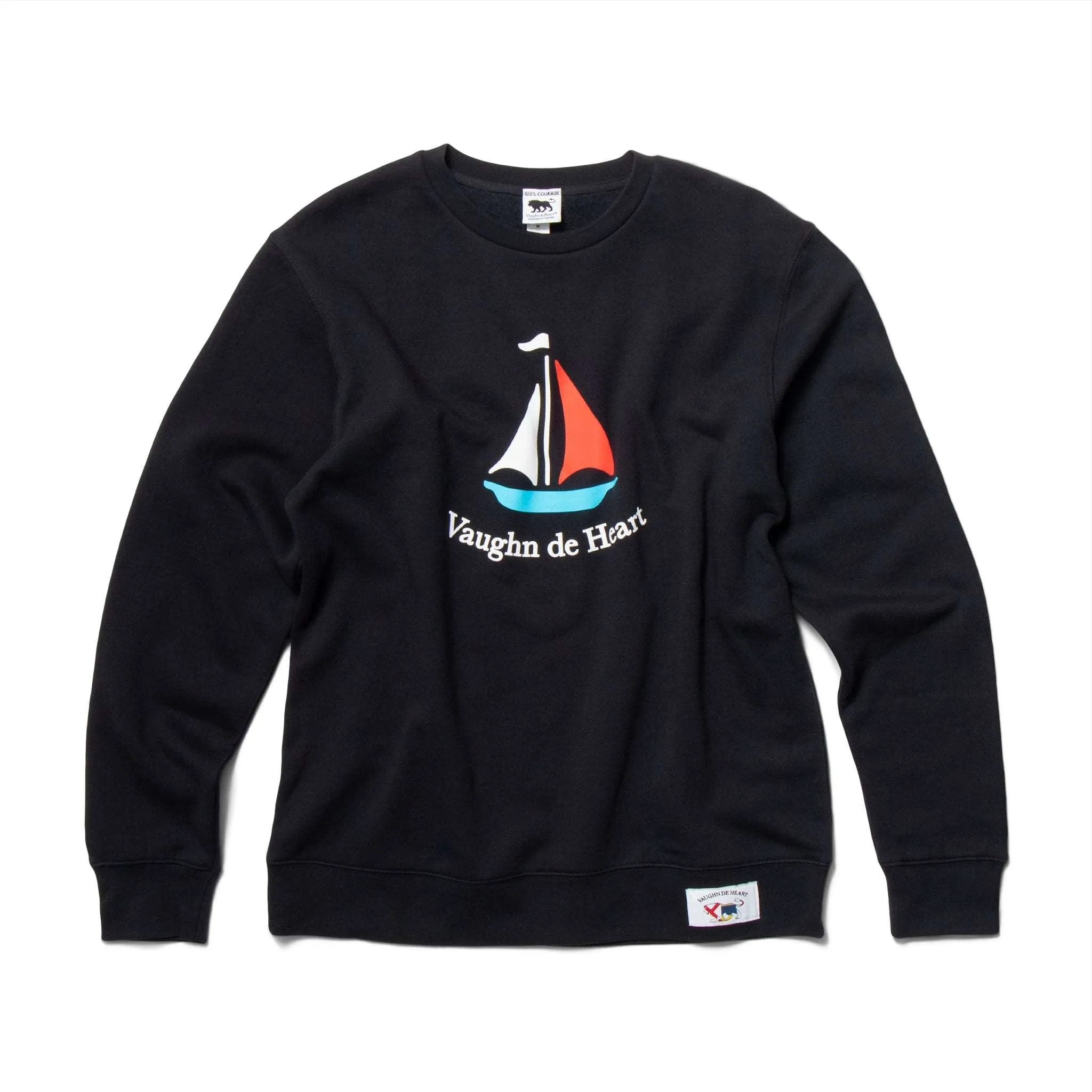 Men's - Voilier - Navy Blue Sailboat French Crew Neck Sweater