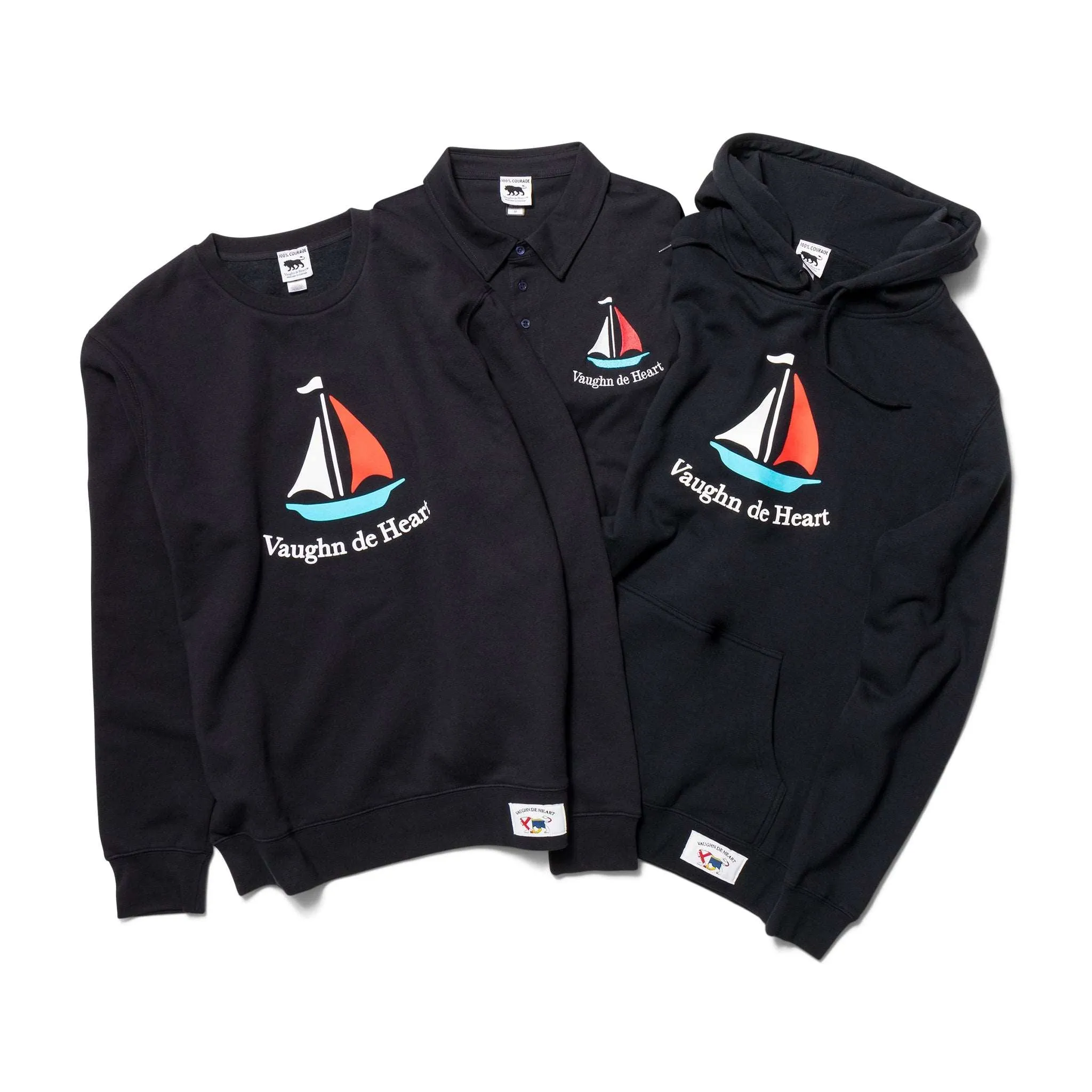 Men's - Voilier - Navy Blue Sailboat French Crew Neck Sweater