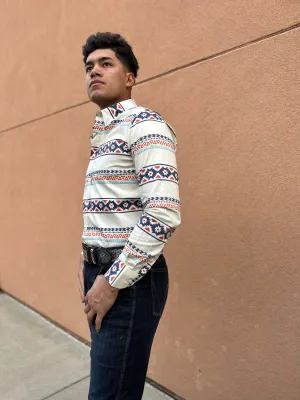 Men’s White Aztec Digital Print Shirt