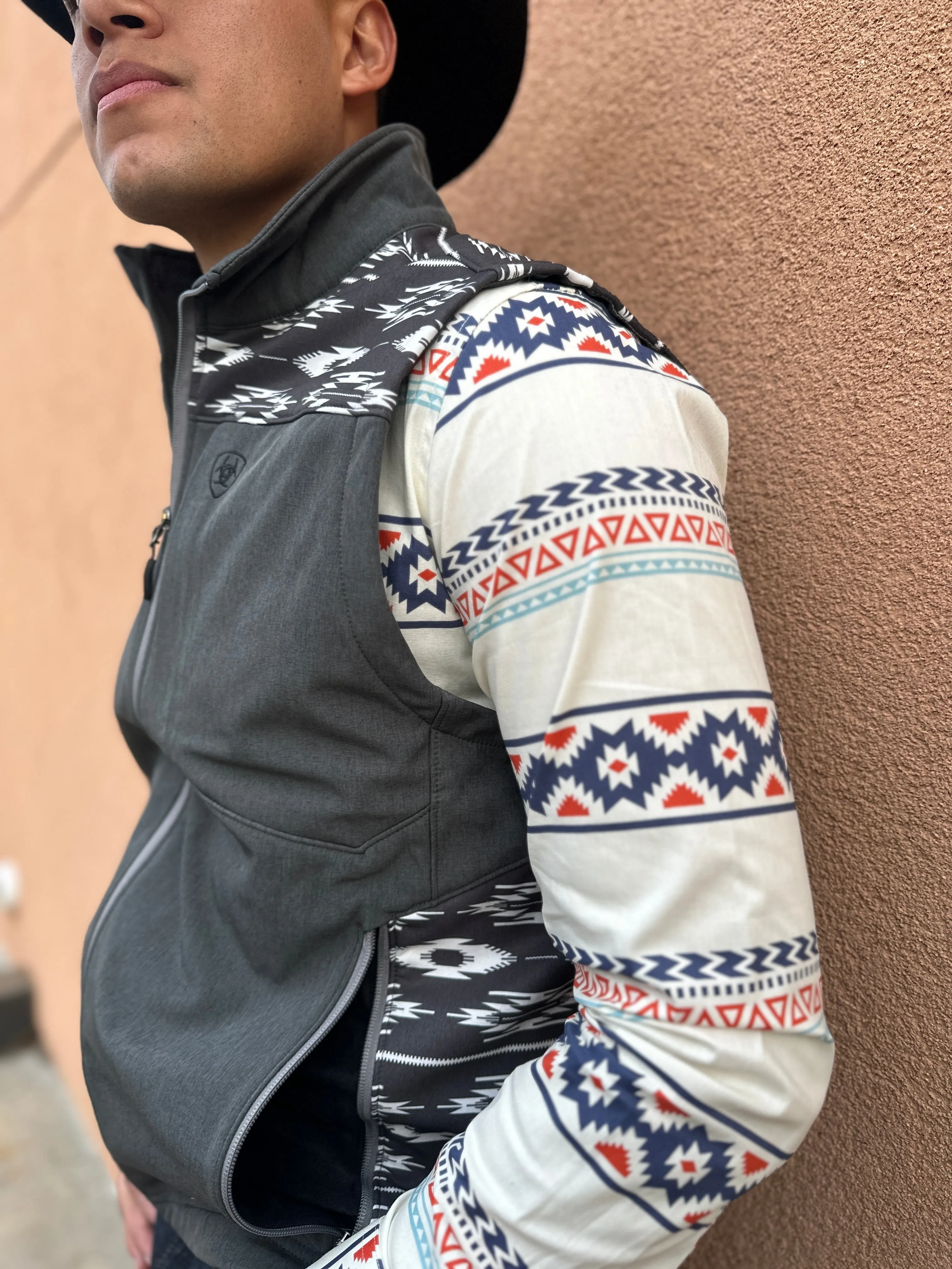 Men’s White Aztec Digital Print Shirt