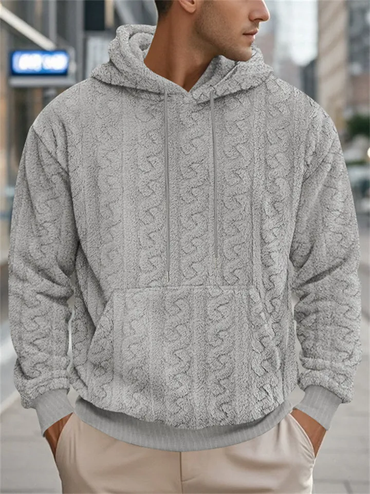 Men's Winter Casual Loose Fluffy Hoodies with Pocket