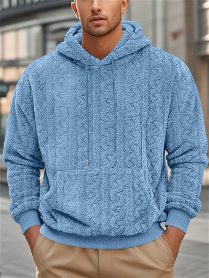 Men's Winter Casual Loose Fluffy Hoodies with Pocket
