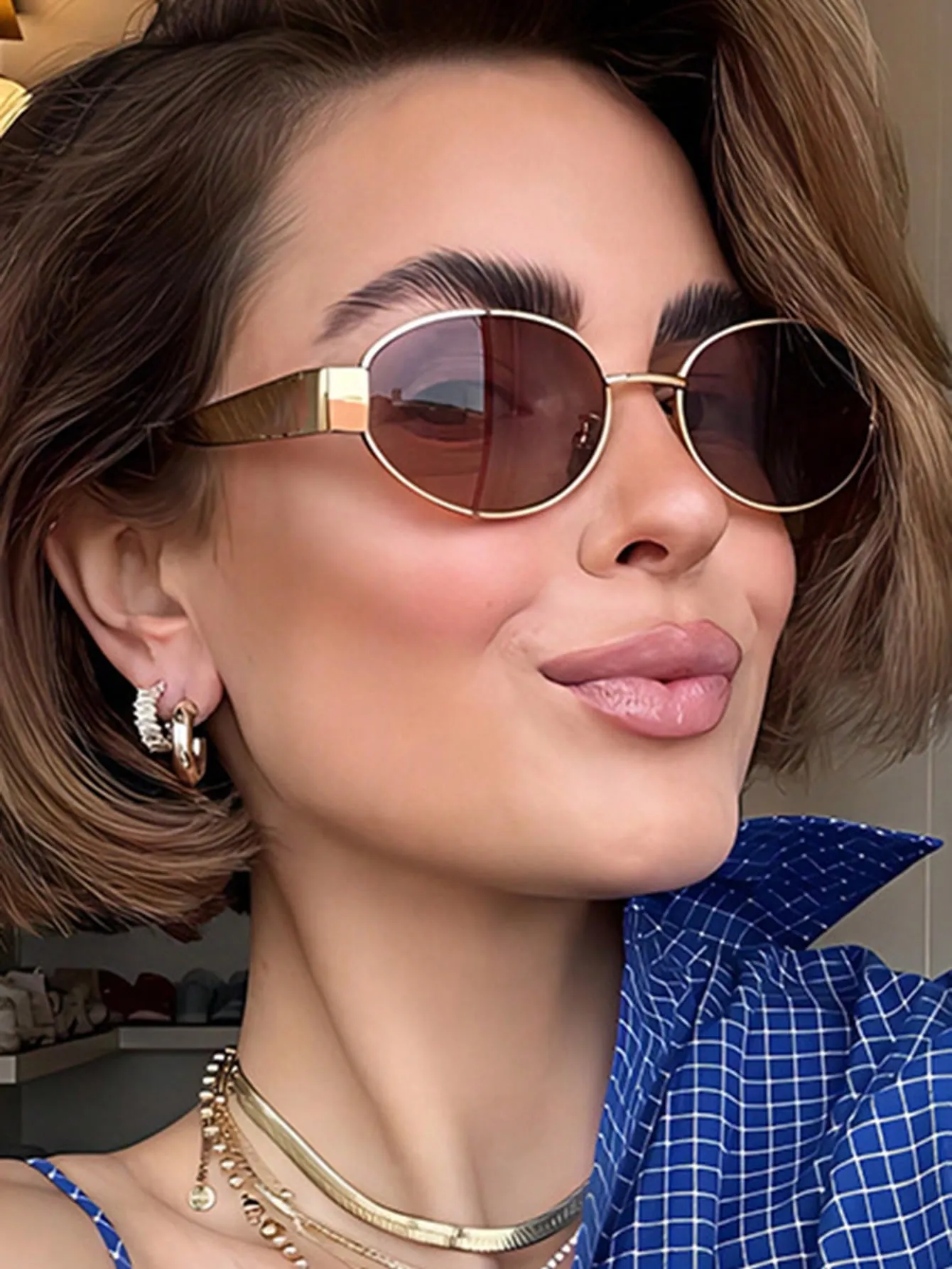 Metal Retro Oval Sunglasses