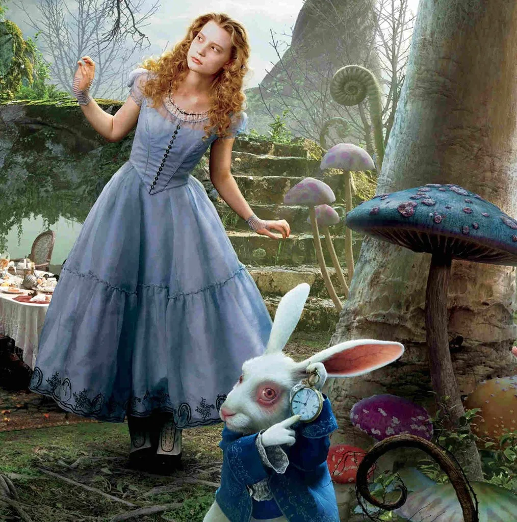 Mia Wasikowska as Alice Blue Dress Blue Prom Formal