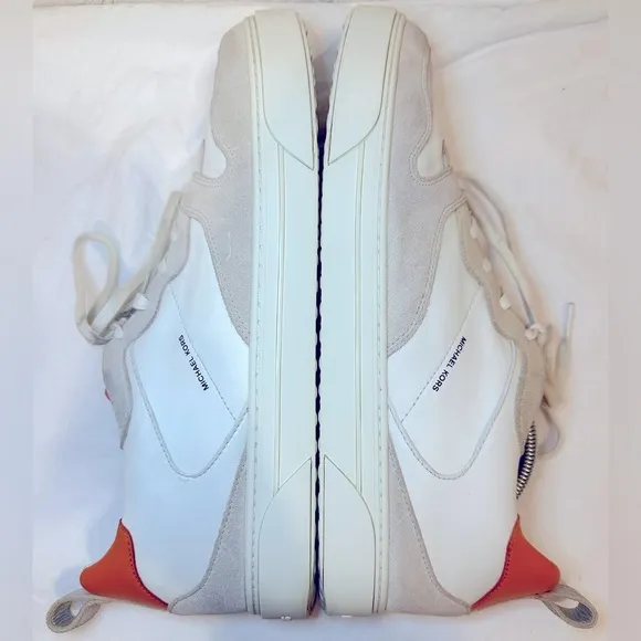 Michael Kors “Baxter” color-blocked leather sneaker tennis shoe orange white 12