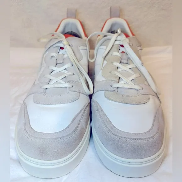 Michael Kors “Baxter” color-blocked leather sneaker tennis shoe orange white 12