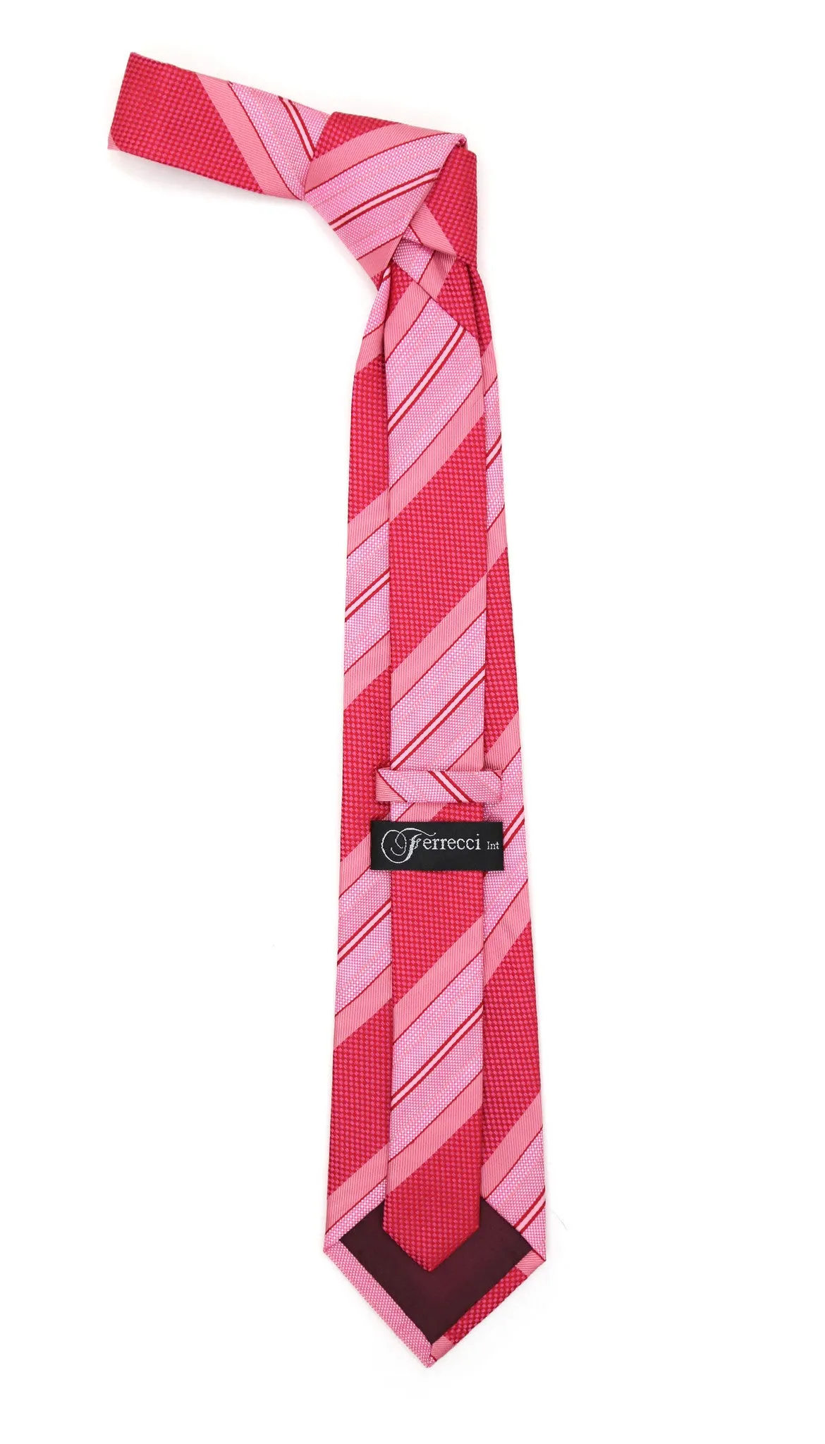 Microfiber Pink Striped Tie and Hankie Set