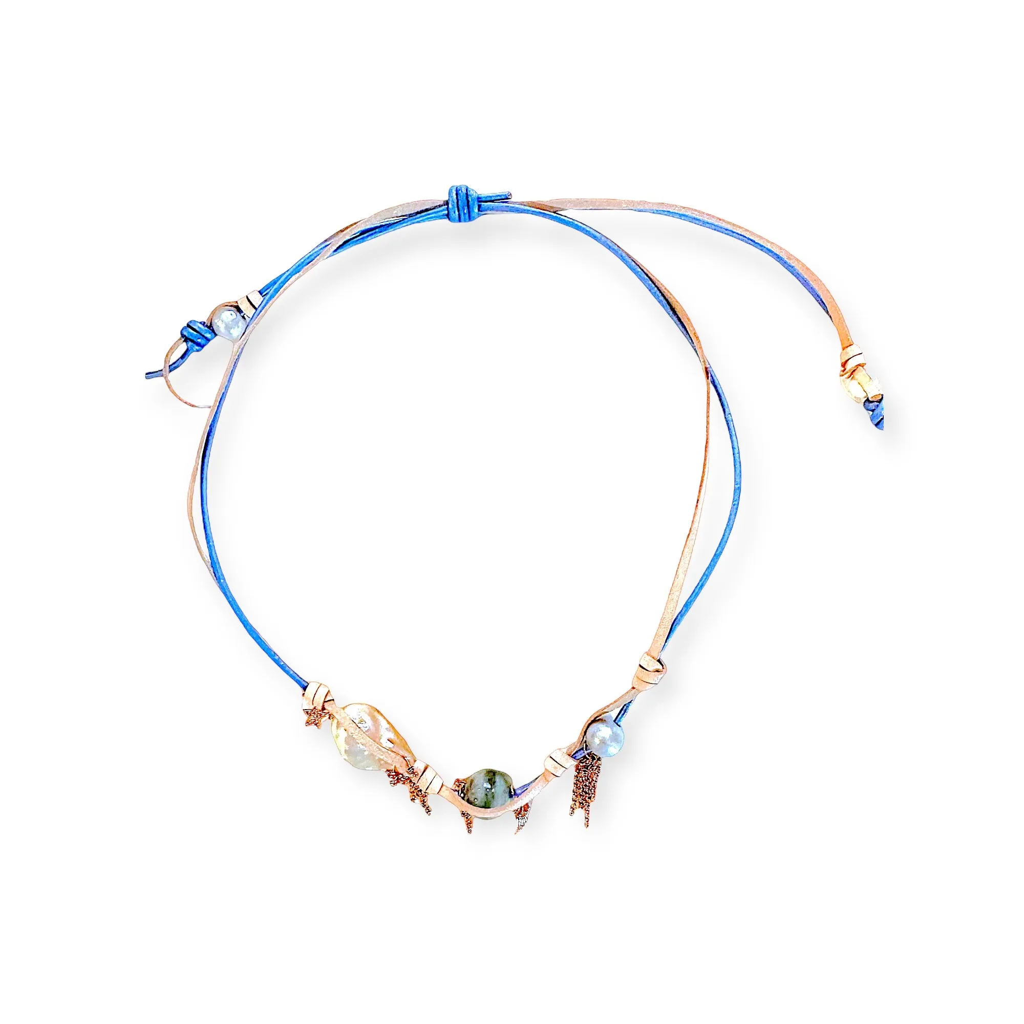MIDSUMMER DREAM PEARL LUCKY CHARM GOLD CHAIN ROCKER NECKLACE