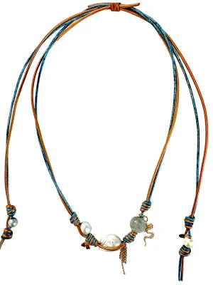 MIDSUMMER NIGHT DREAM GARDEN BAROQUE PEARL LUCKY CHARM GOLD CHAIN ROCKER NECKLACE