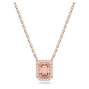 Millenia Necklace, Octagon Cut Swarovski Zirconia, Pink, Rose-gold Tone Plated