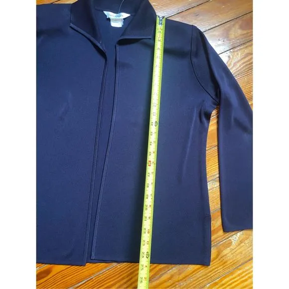 Misook Navy Blue Open Front Knit Cardigan Size Large, MSRP $278