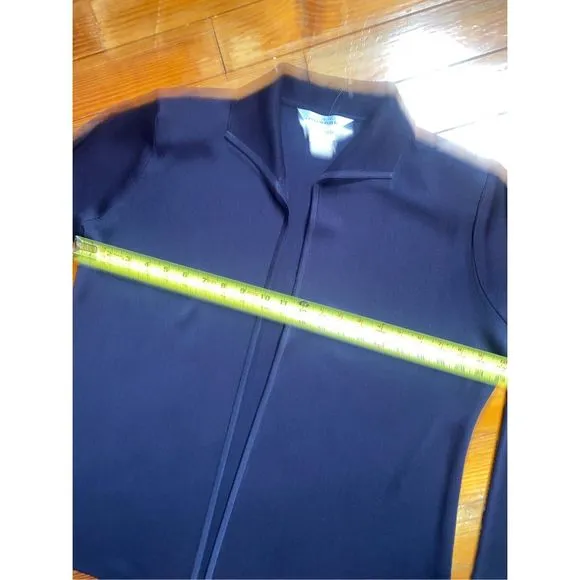 Misook Navy Blue Open Front Knit Cardigan Size Large, MSRP $278