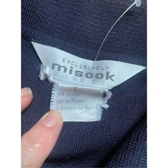 Misook Navy Blue Open Front Knit Cardigan Size Large, MSRP $278