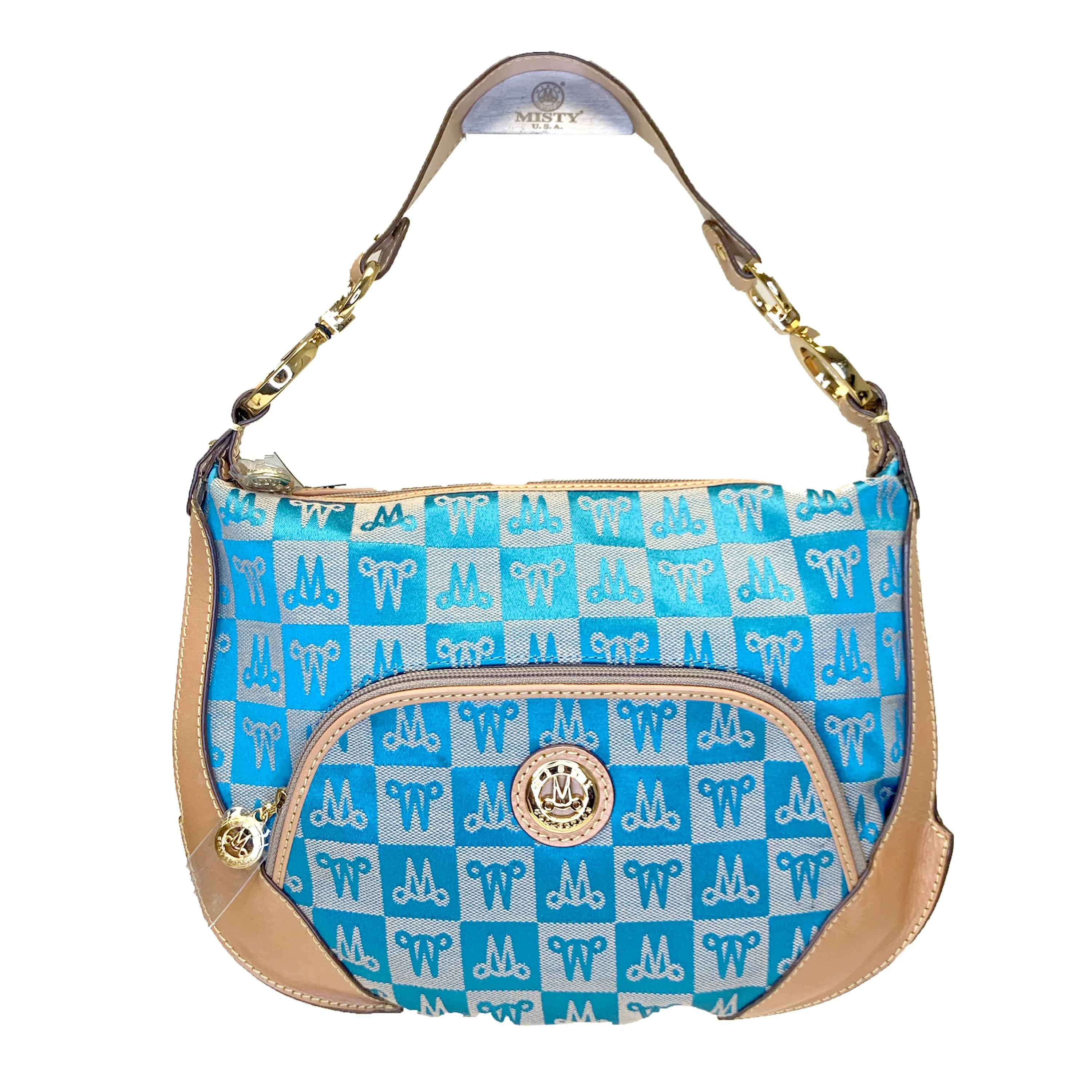 Misty Genuine Cowhide Leather Monogram Hobo Shoulder Bag