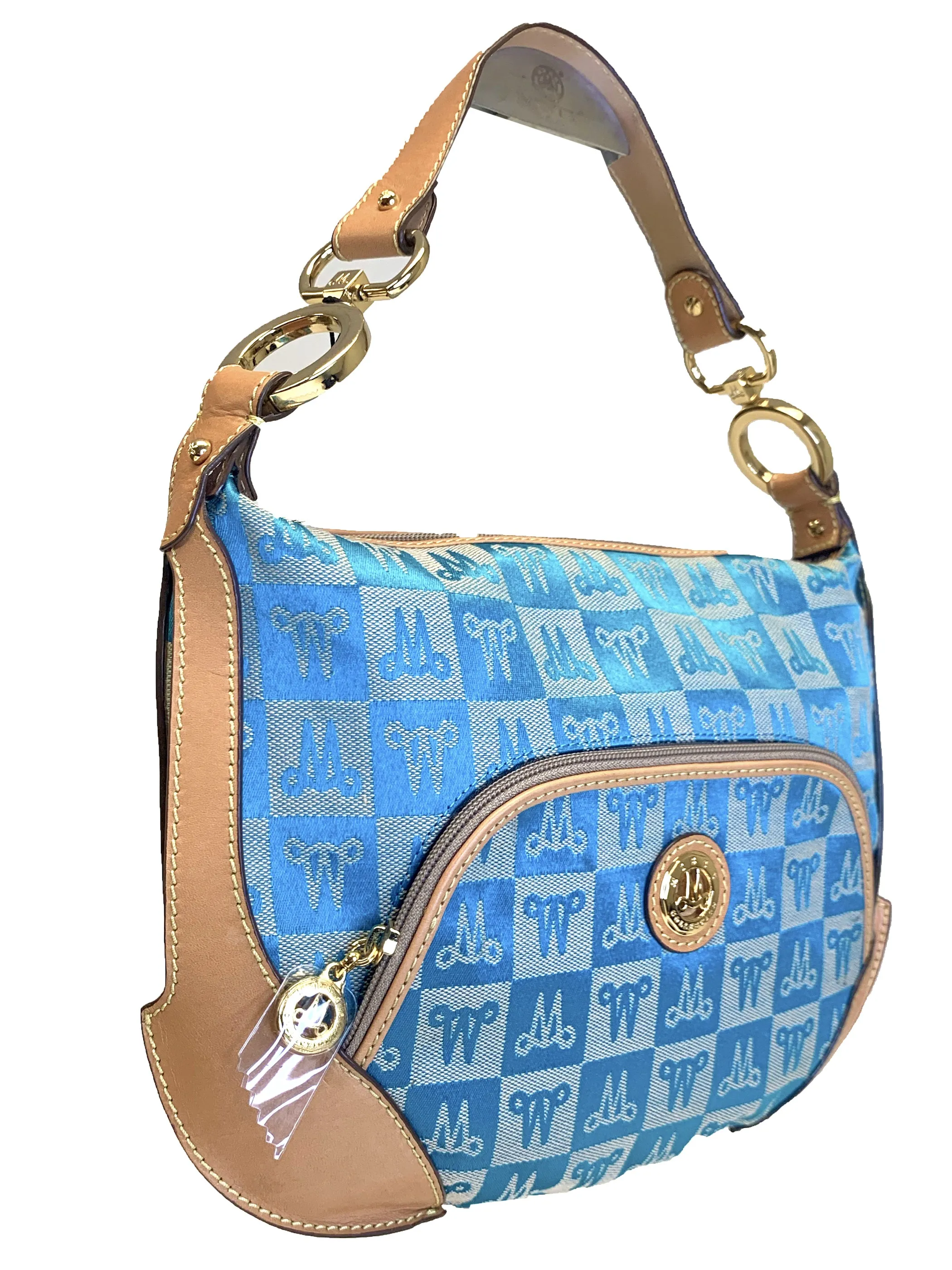 Misty Genuine Cowhide Leather Monogram Hobo Shoulder Bag