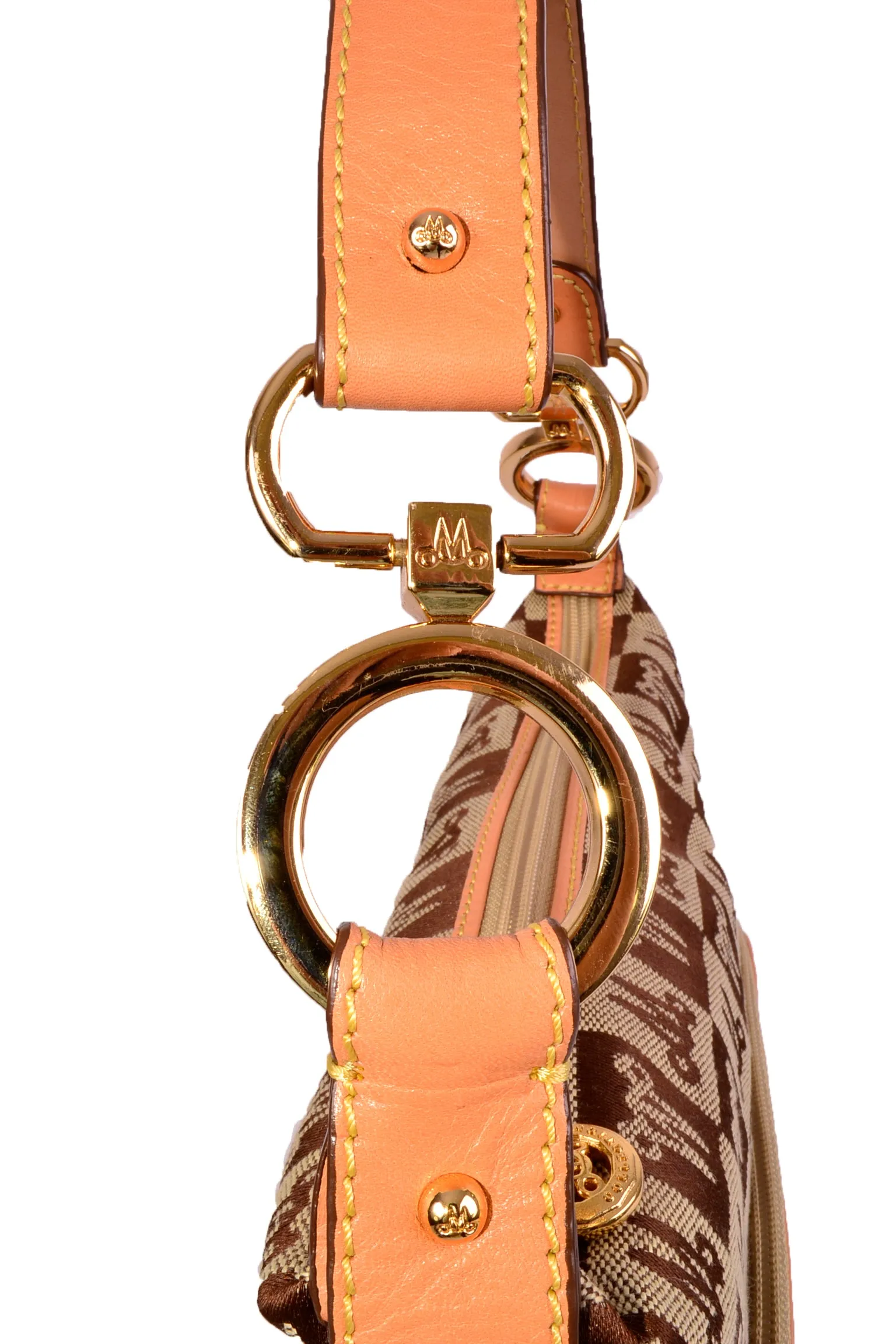 Misty Genuine Cowhide Leather Monogram Hobo Shoulder Bag