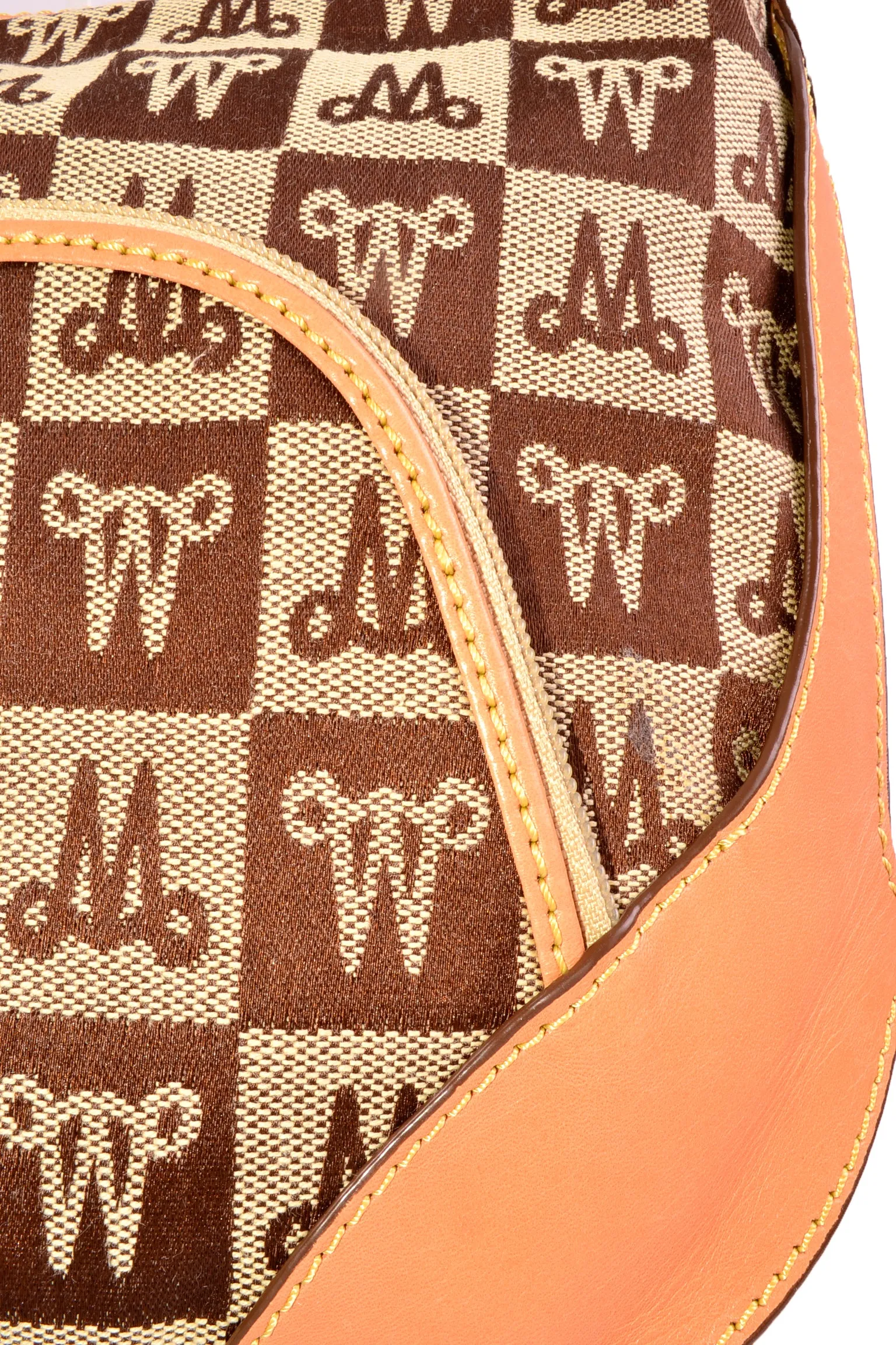 Misty Genuine Cowhide Leather Monogram Hobo Shoulder Bag