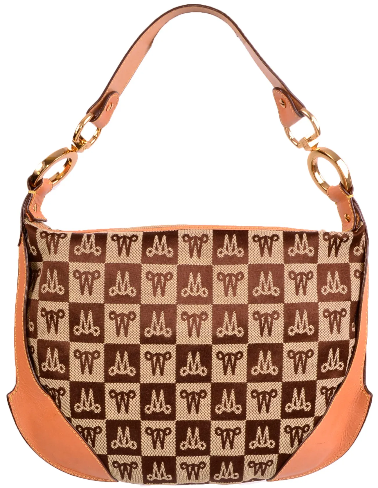 Misty Genuine Cowhide Leather Monogram Hobo Shoulder Bag